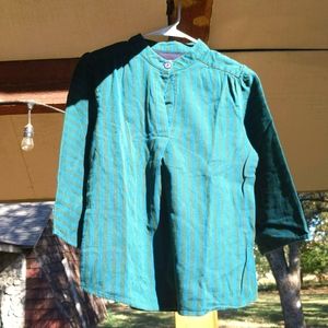 Ace and Jig top, Small, Green/Teal, button front